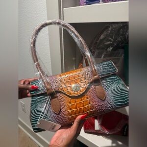 Y2K- Brown and Green Crocodile Pattern Handbag